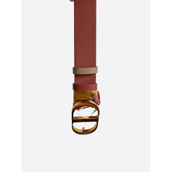 Dior Taupe & Rust Reversible Gold Buckle Belt - Picture 3 of 7